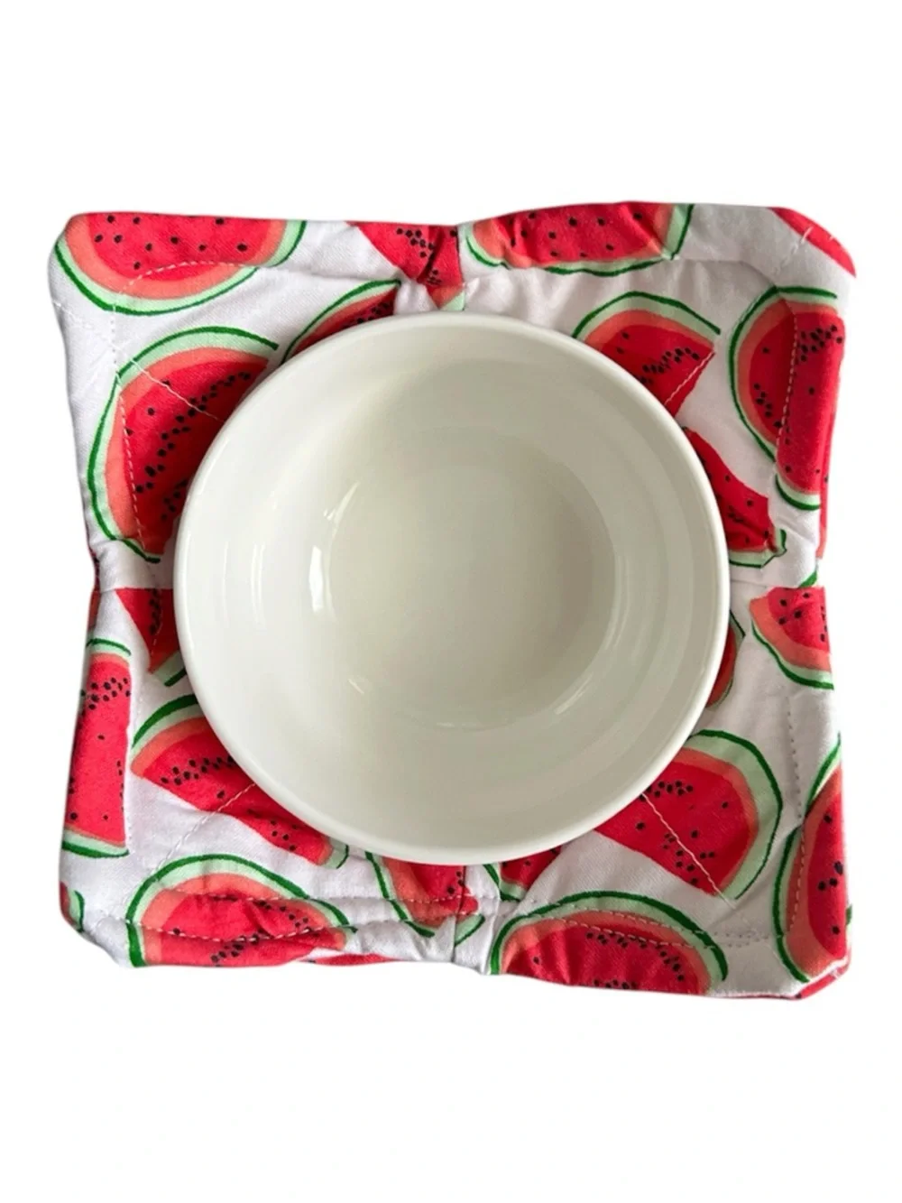 Hand Crafted Colorful Watermelon Print Microwave Small Bowl or Mug Cozy Cotton